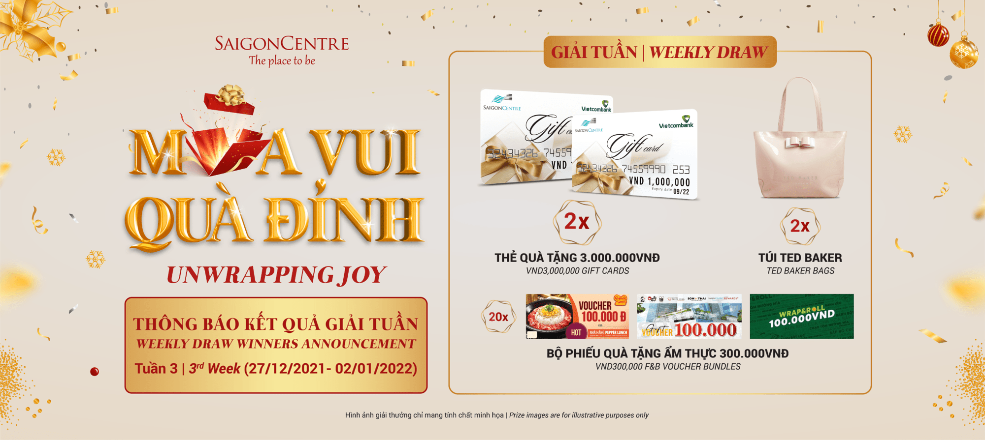 THÔNG BÁO KẾT QUẢ TUẦN 3 – CHƯƠNG TRÌNH “MÙA VUI - QUÀ ĐỈNH”