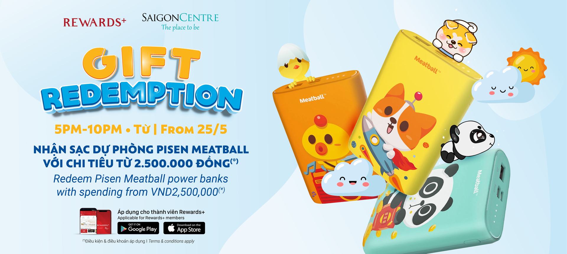 NHẬN NGAY PIN SẠC DỰ PHÒNG PISEN MEATBALL VỚI CHI TIÊU TỪ 2.500.000 (*)