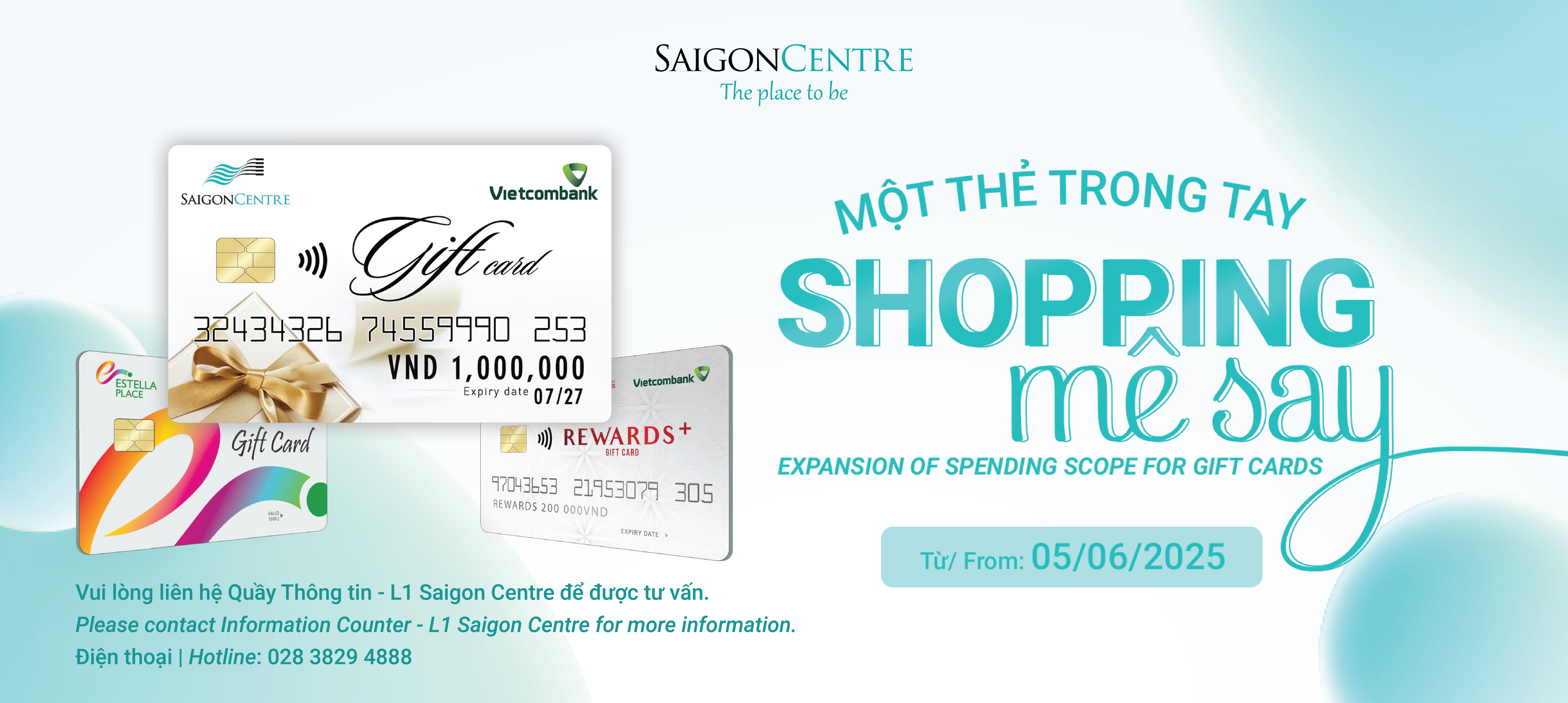 HOT NEWS FOR SAIGON CENTRE/ ESTELLA PLACE/ REWARDS+ GIFT CARD OWNERS